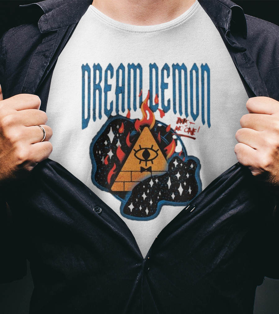 Dream Demon Trust No One Fiery Illuminati Eye Pyramid In Stars T-Shirt