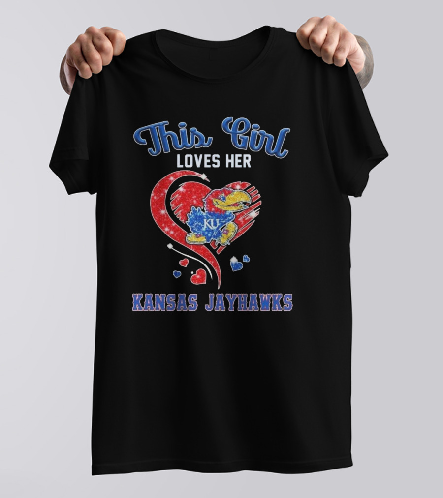 This Girl Loves Her Kansas Jayhawks Heart KU T-Shirt