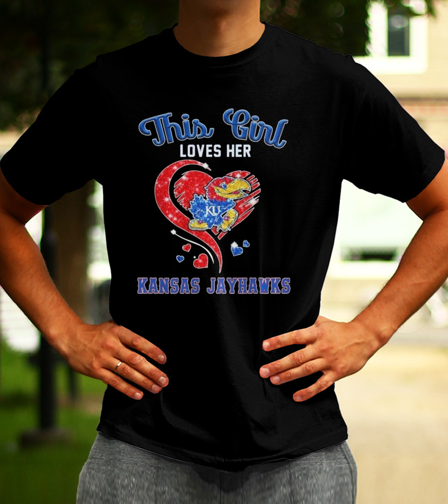 This Girl Loves Her Kansas Jayhawks Heart KU T-Shirt