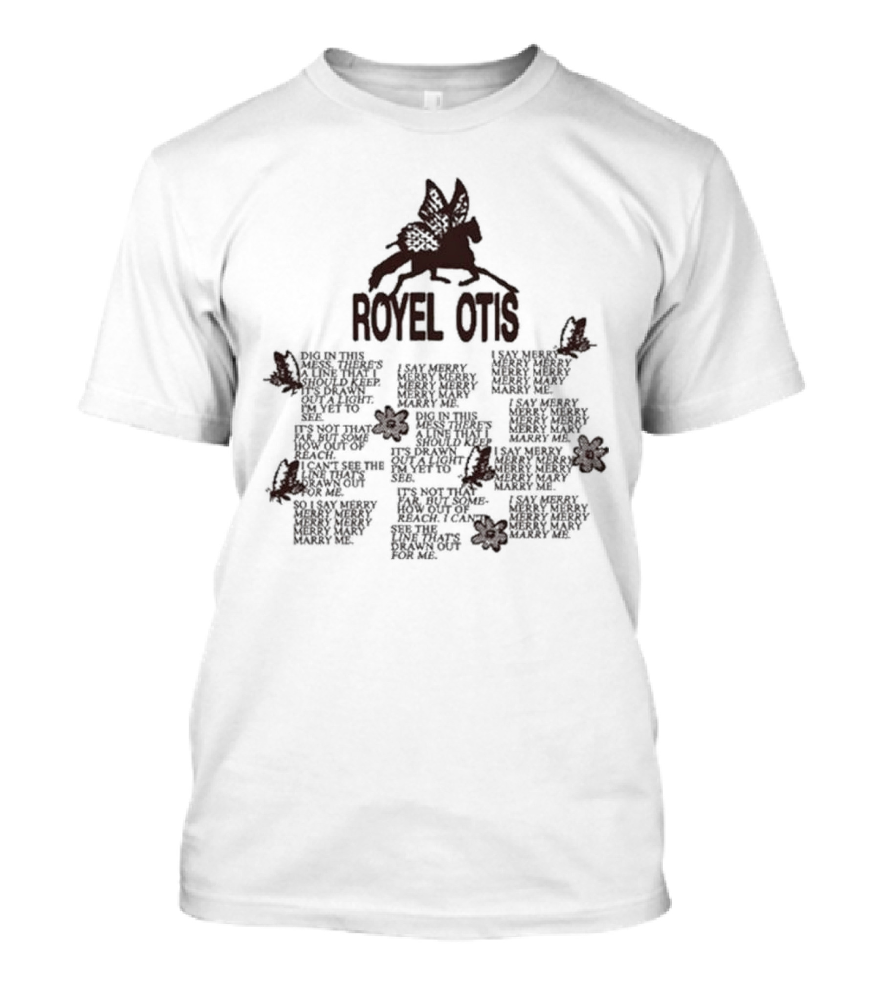 Royel Otis Marry Me Butterfly Winged Horse Text T-Shirt