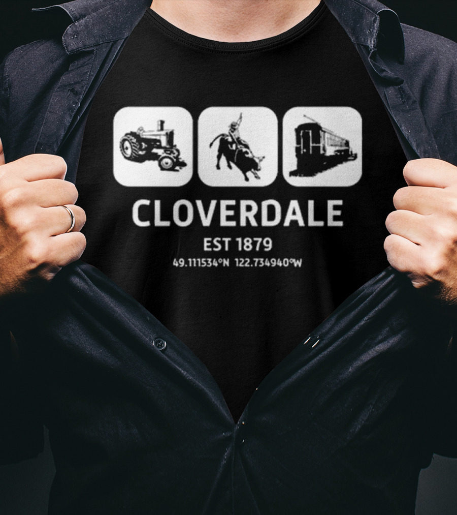 Cloverdale Est 1879 Tractor Rodeo Train Coordinates T-Shirt