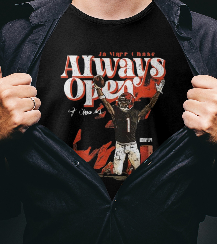 Ja’Marr Chase Always Open Cincinnati NFLPA Signature T-Shirt