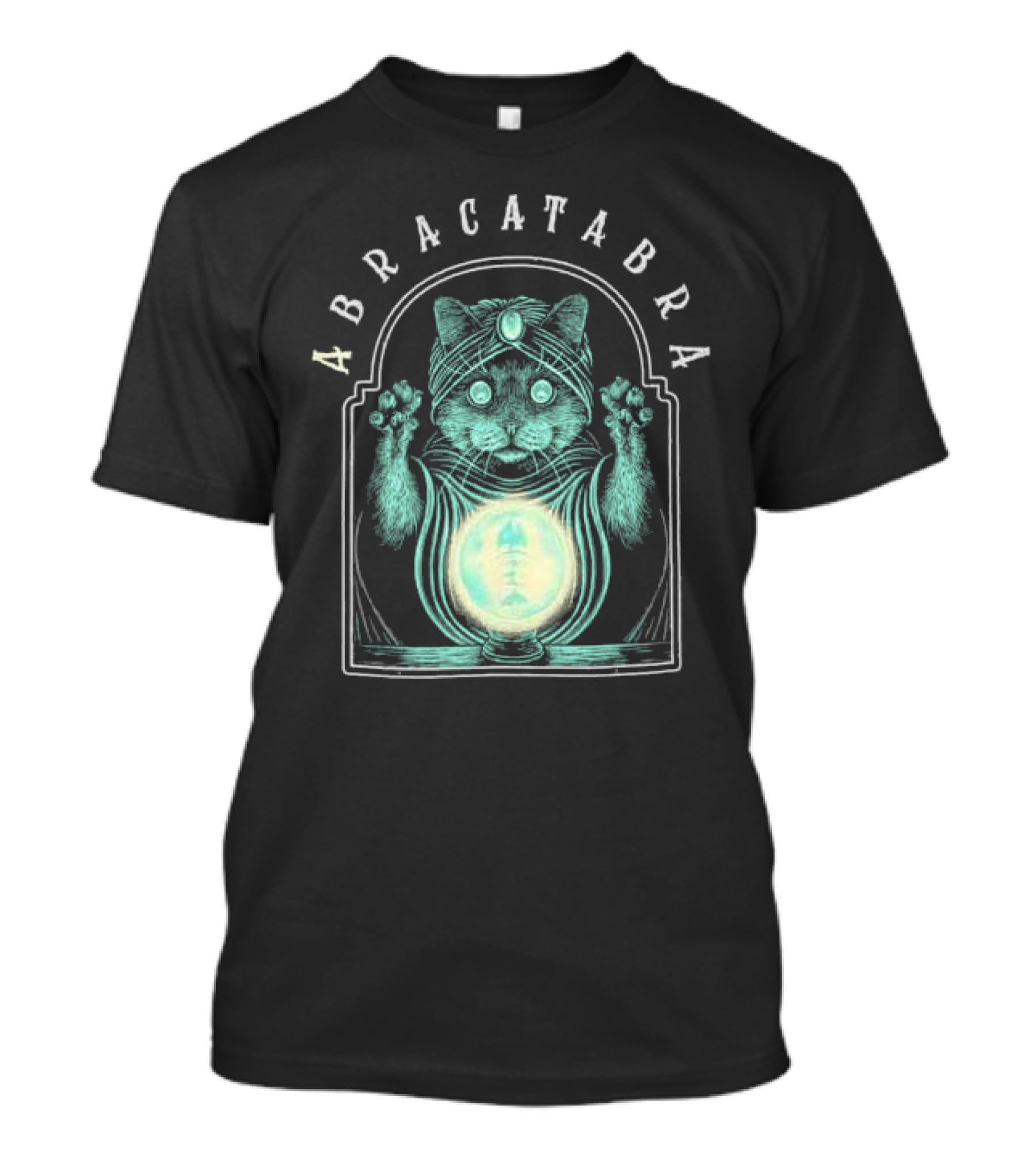 Abracatabra Mystical Cat Crystal Ball By Michelle Nolli T-Shirt