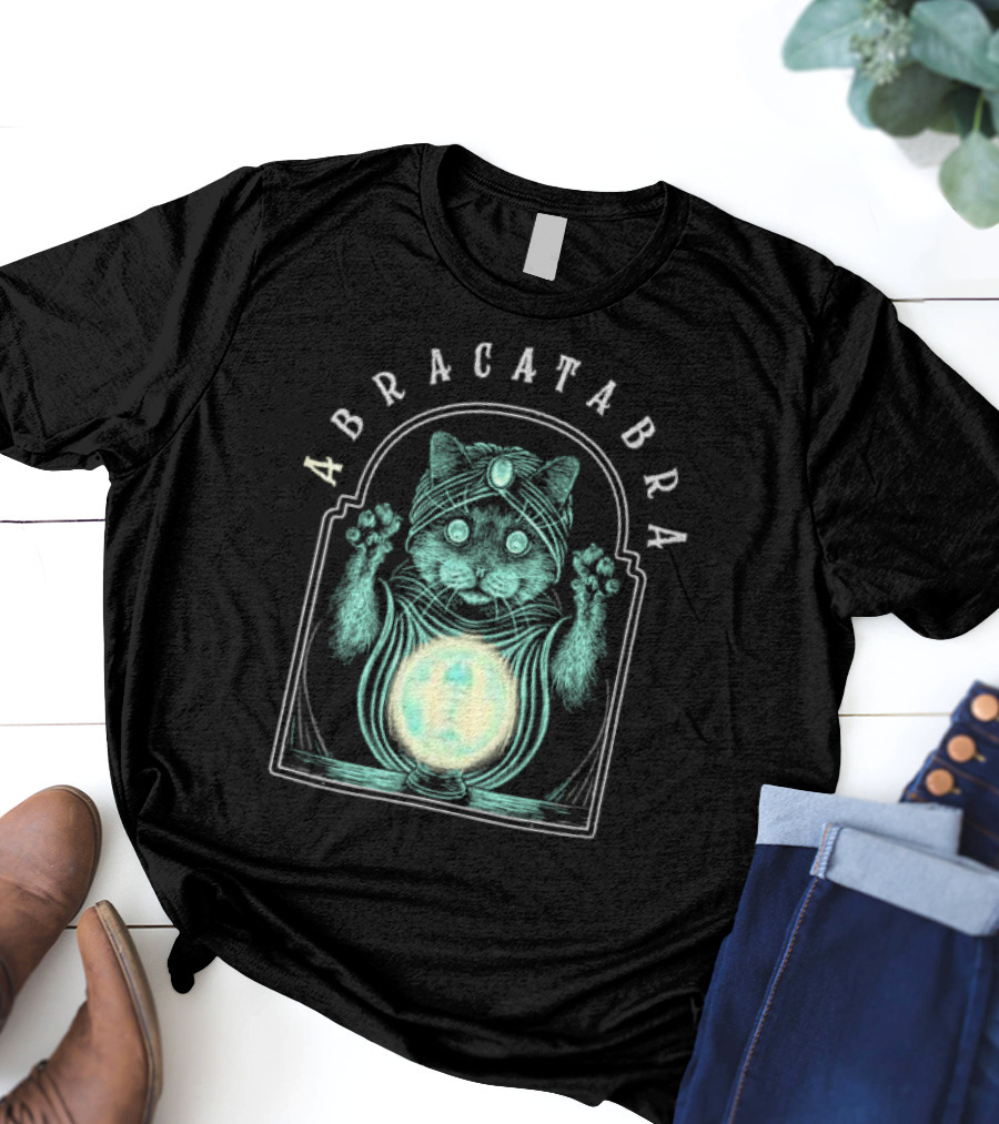 Abracatabra Mystical Cat Crystal Ball By Michelle Nolli T-Shirt