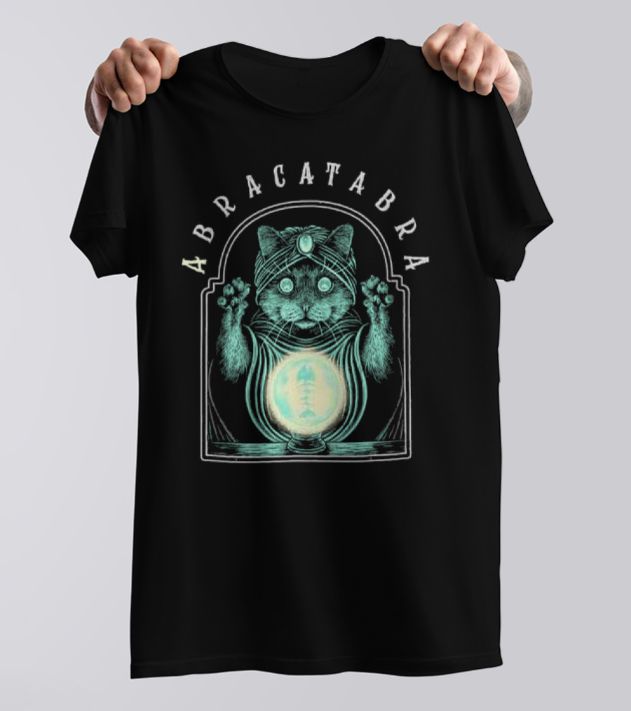 Abracatabra Mystical Cat Crystal Ball By Michelle Nolli T-Shirt