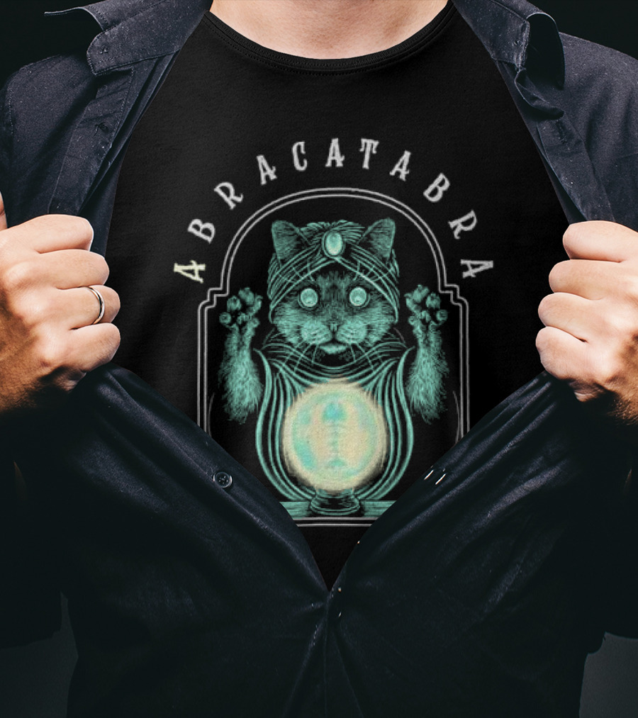 Abracatabra Mystical Cat Crystal Ball By Michelle Nolli T-Shirt