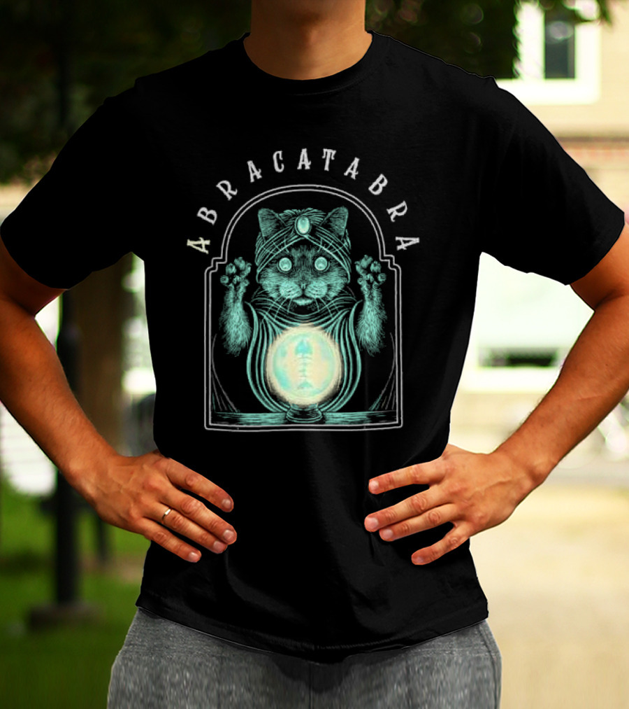 Abracatabra Mystical Cat Crystal Ball By Michelle Nolli T-Shirt
