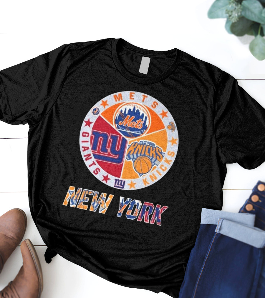 New York Mets Giants Knicks Circle Logo New York T-Shirt