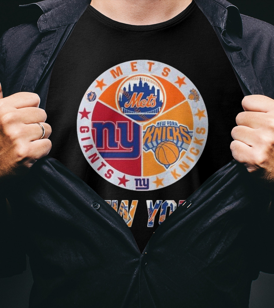New York Mets Giants Knicks Circle Logo New York T-Shirt