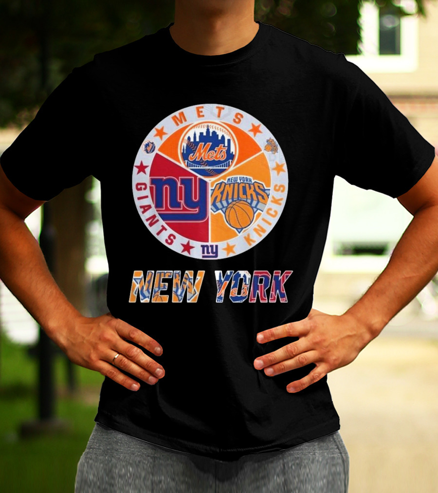 New York Mets Giants Knicks Circle Logo New York T-Shirt