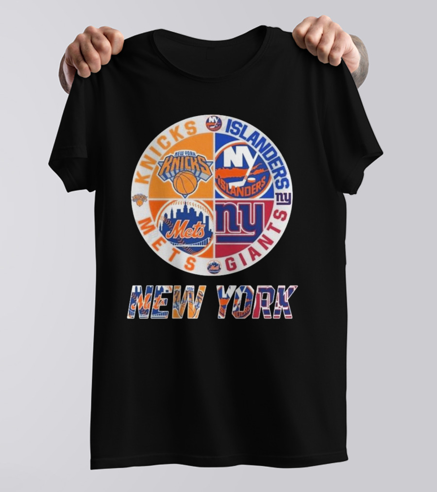 New York Knicks Mets Giants Islanders Circle Collaboration T-Shirt