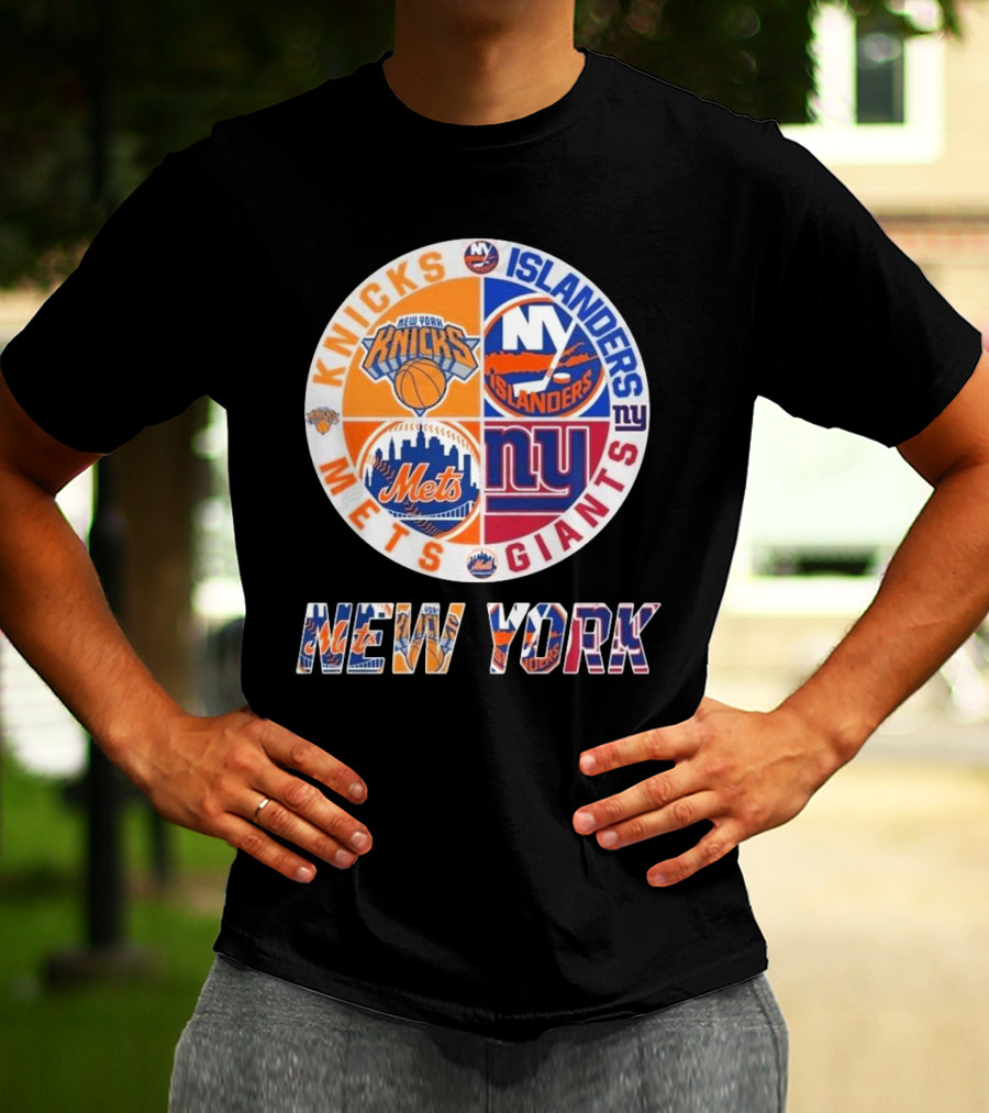 New York Knicks Mets Giants Islanders Circle Collaboration T-Shirt