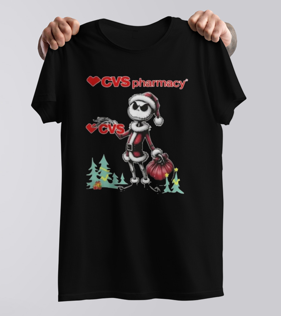 Santa Jack Skellington CVS Pharmacy Merry Christmas T-Shirt