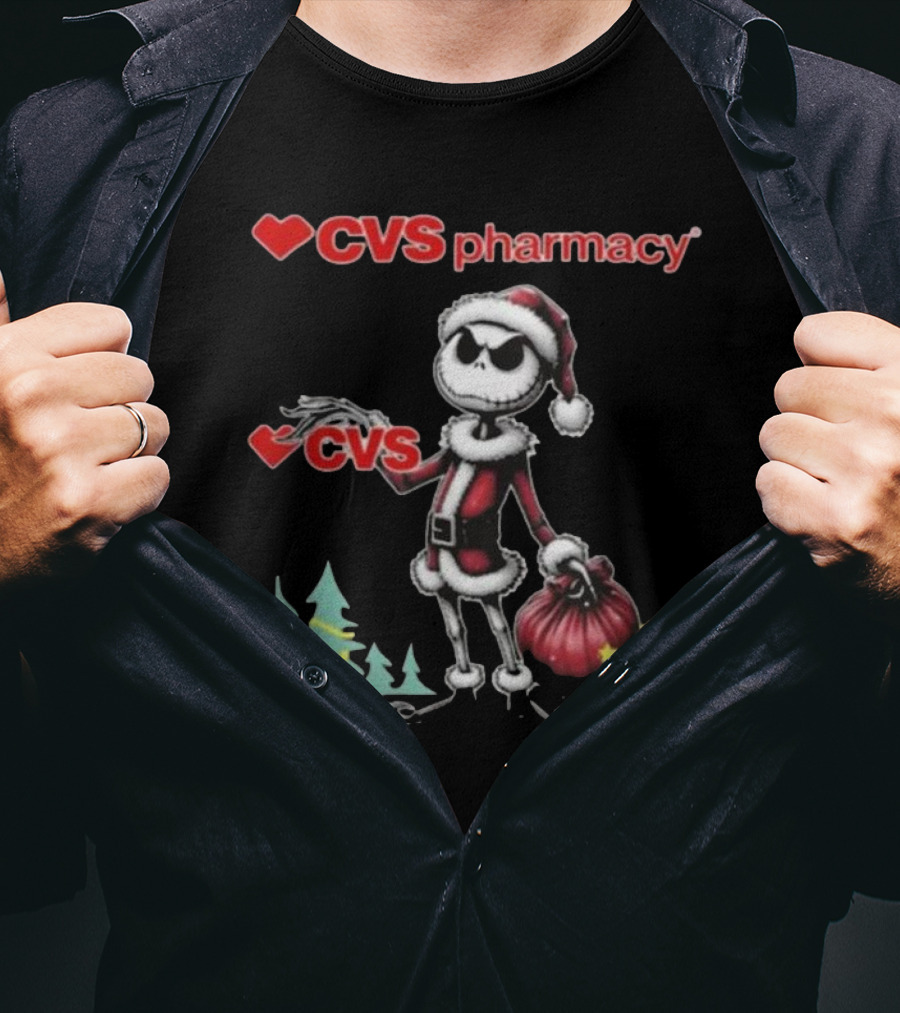 Santa Jack Skellington CVS Pharmacy Merry Christmas T-Shirt