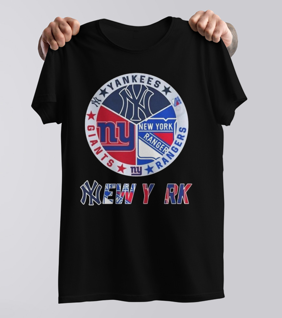 Yankees Giants Rangers Circle New York Collaboration T-Shirt