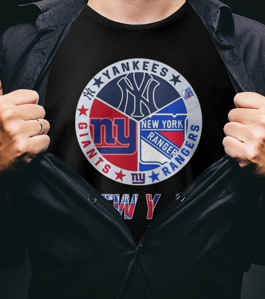 Yankees Giants Rangers Circle New York Collaboration T-Shirt