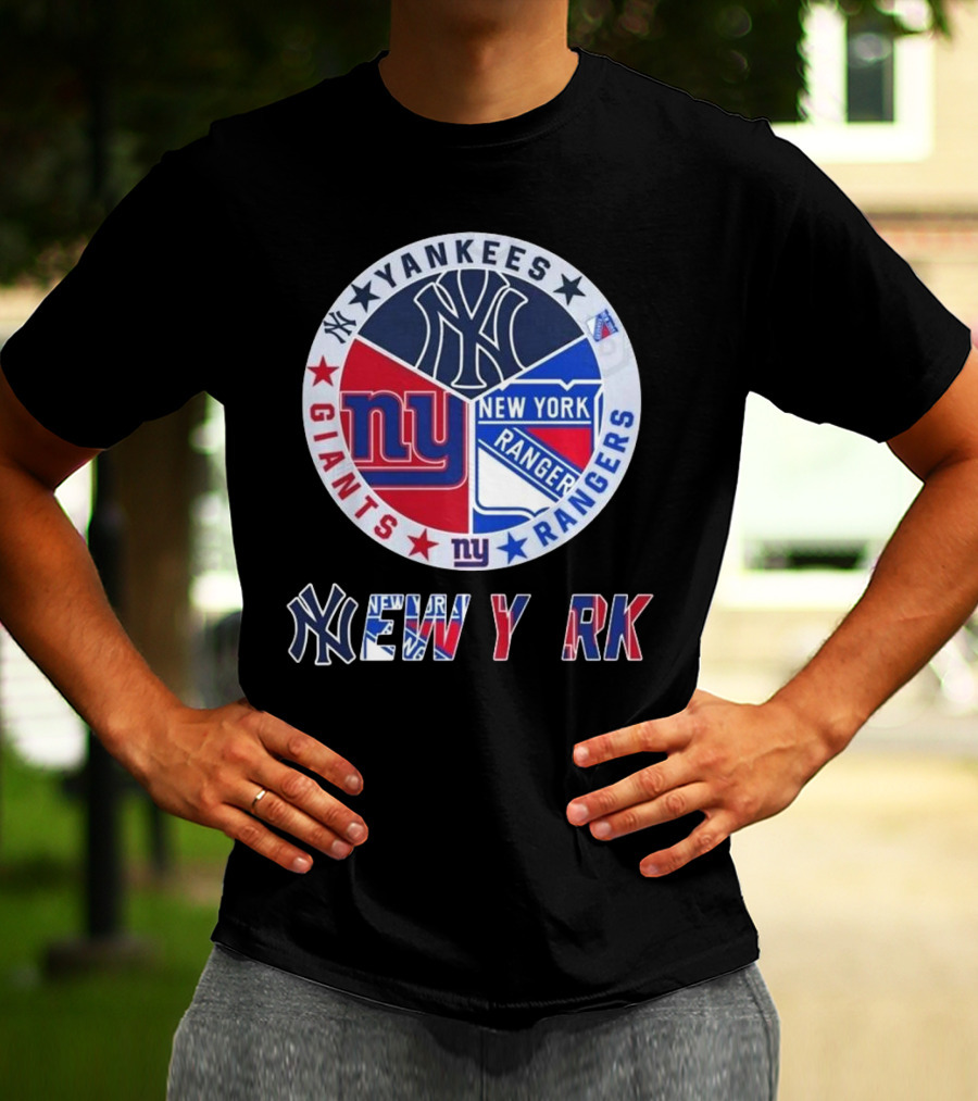 Yankees Giants Rangers Circle New York Collaboration T-Shirt