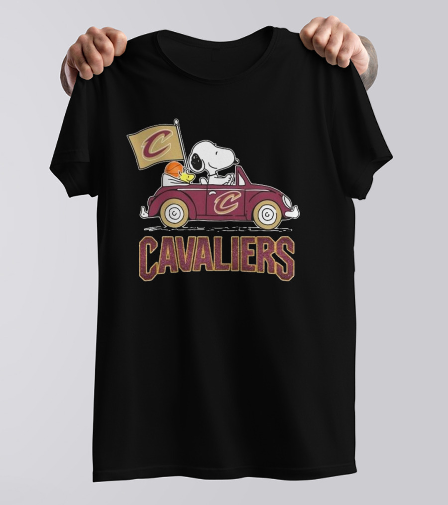 Snoopy Woodstock Driving Car Cavaliers Basketball T-Shirt