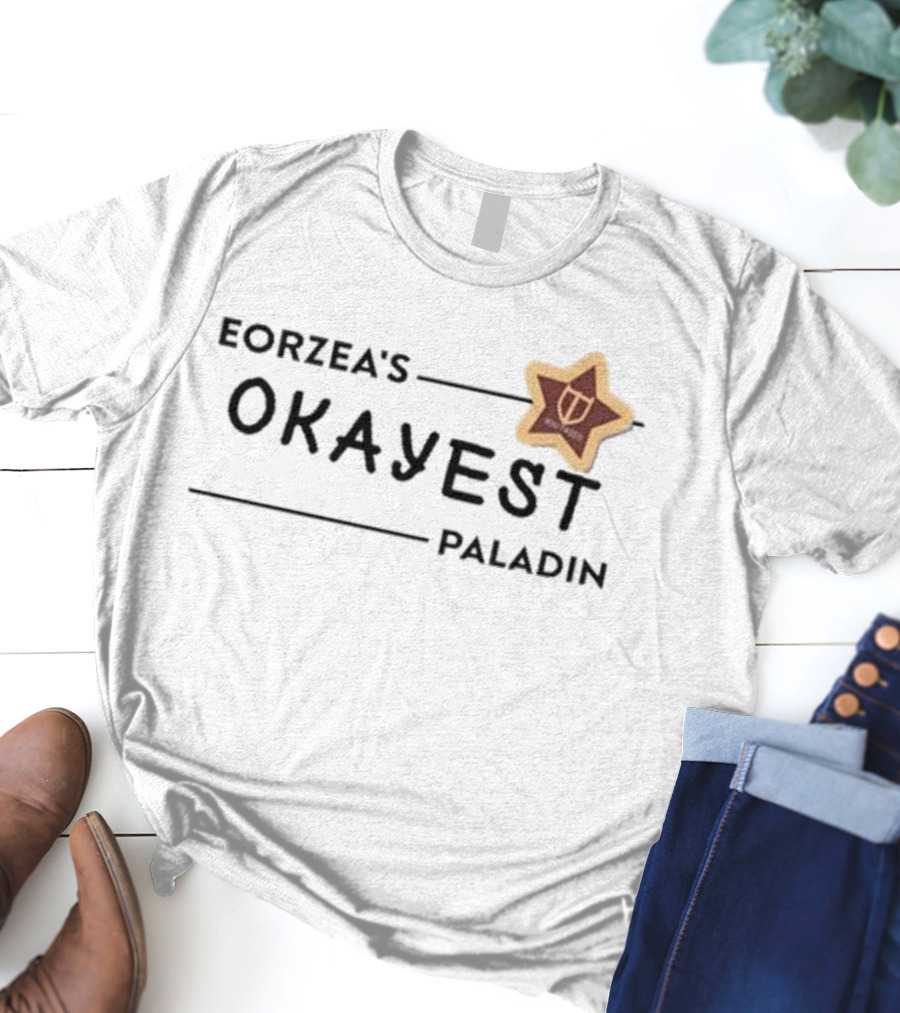 Eorzea's Okayest Paladin Shield Star Badge T-Shirt
