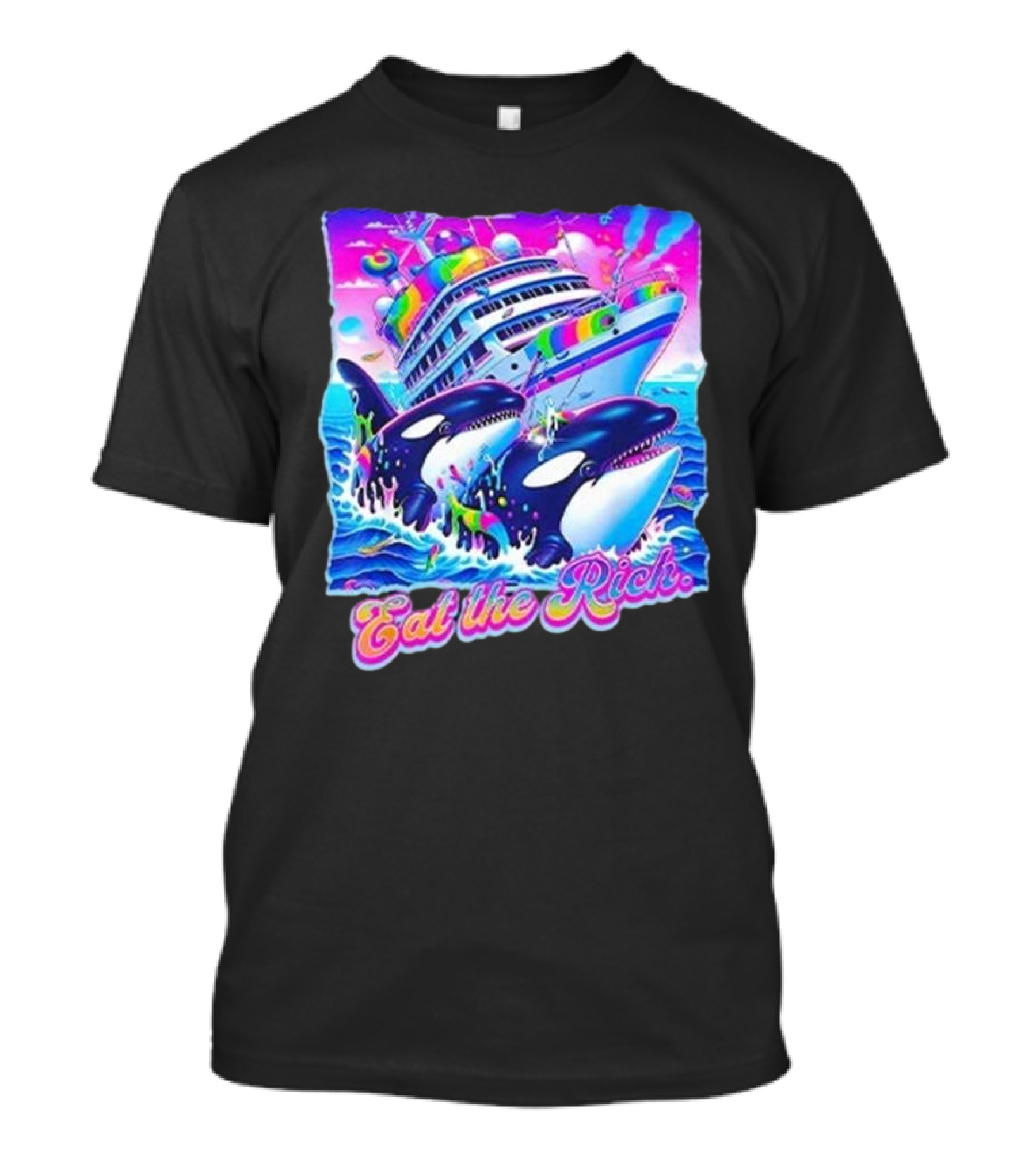 Eat The Rich Cruise Ship With Whales In Vibrant Colors T-Shirt