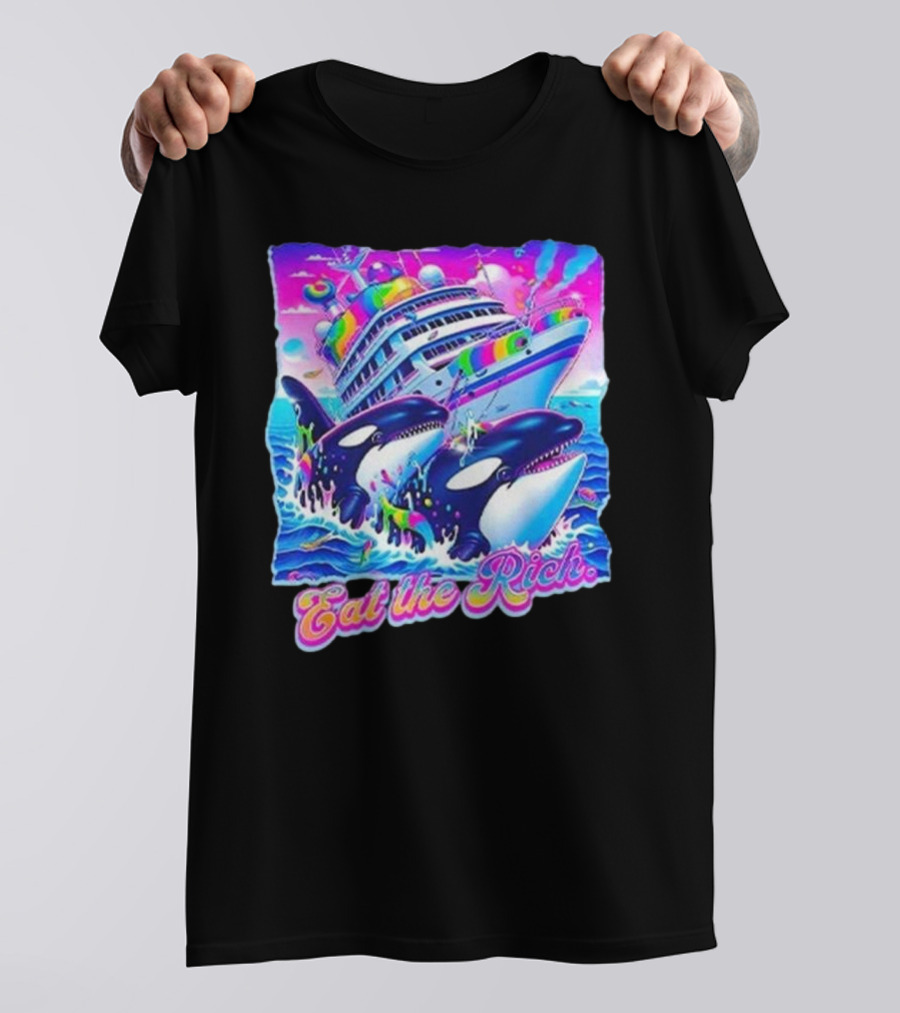 Eat The Rich Cruise Ship With Whales In Vibrant Colors T-Shirt