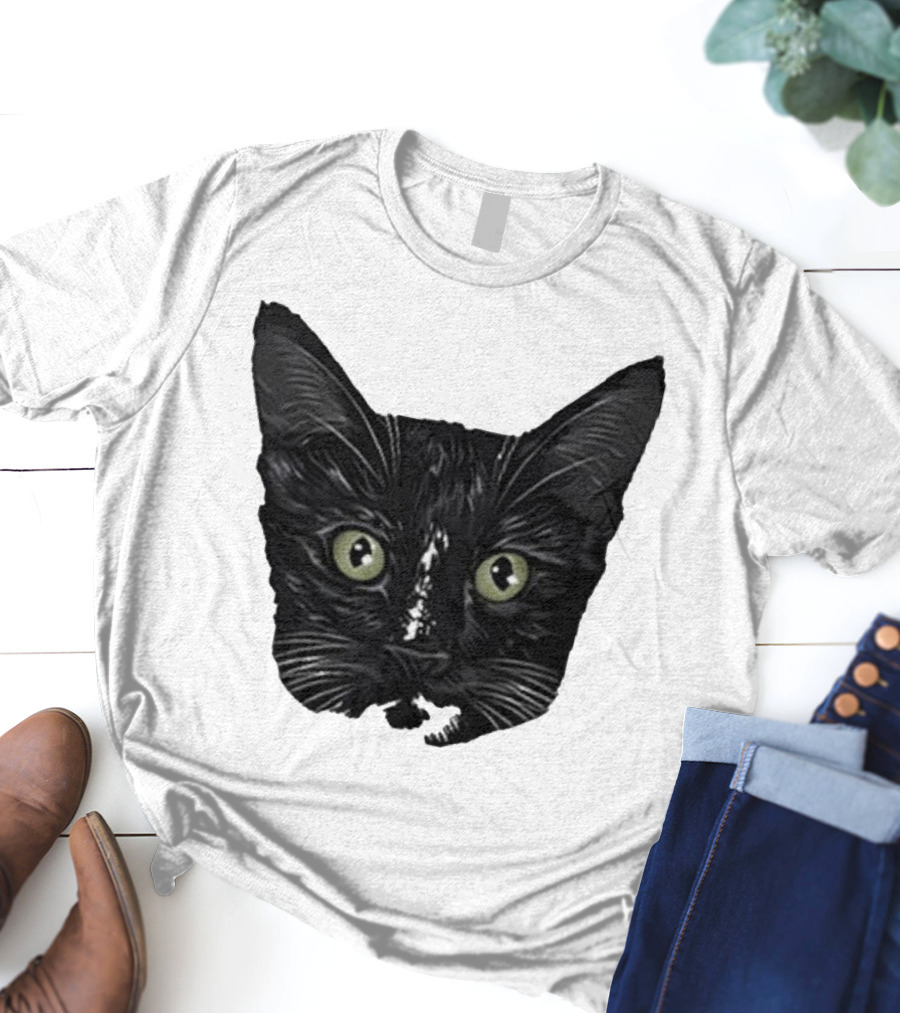 Michael Manigault Brave Green-Eyed Cat Face T-Shirt