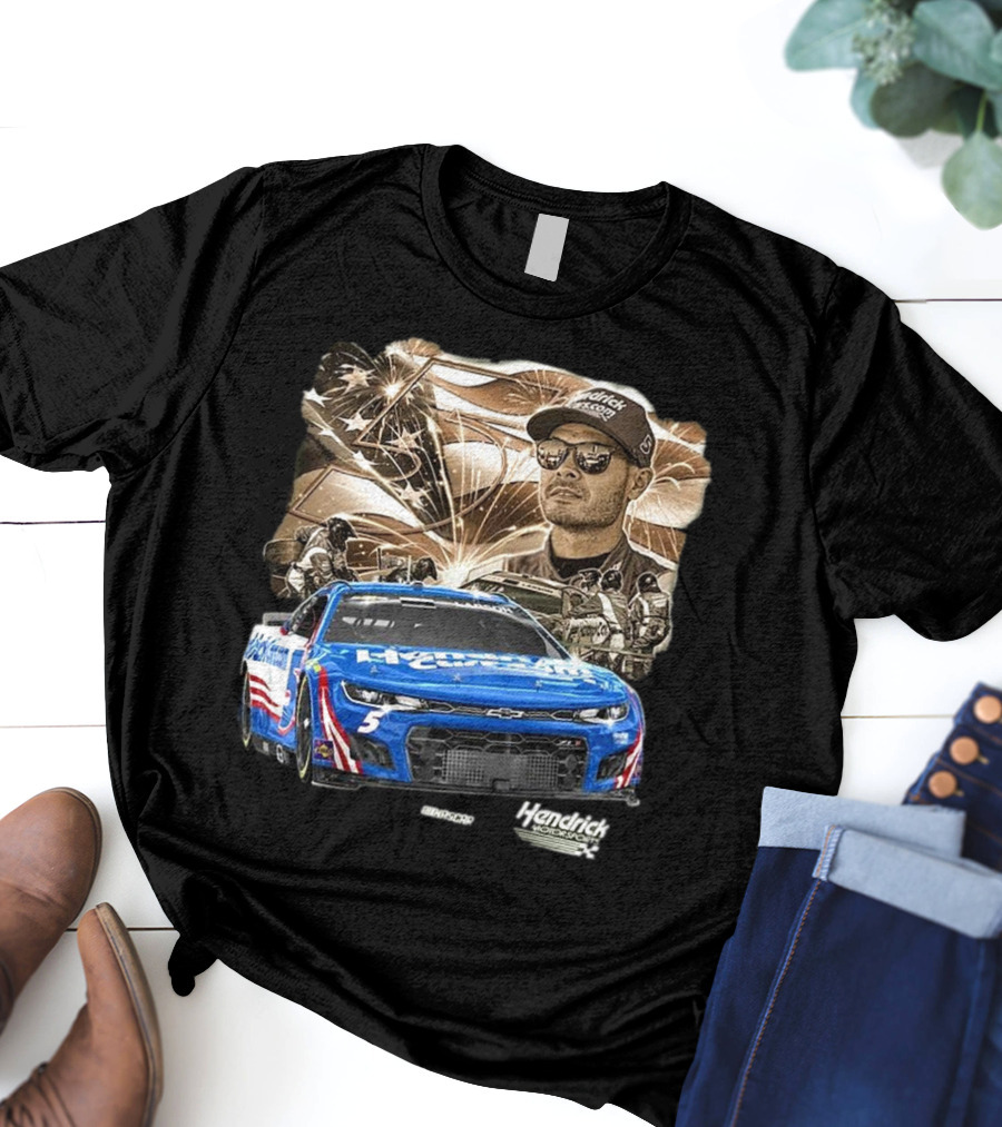 Hendrick Motorsports Kyle Larson Olive Military 2025 HendrickCars.com Car 5 Collection T-Shirt