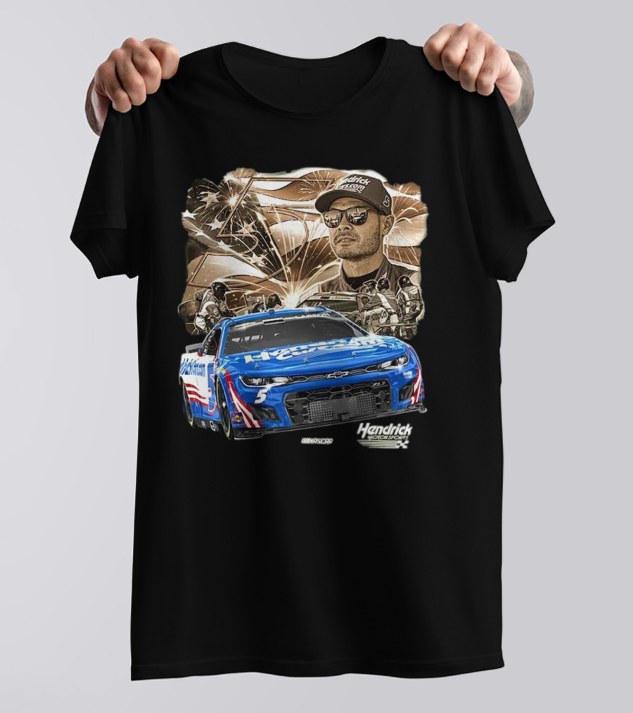 Hendrick Motorsports Kyle Larson Olive Military 2025 HendrickCars.com Car 5 Collection T-Shirt