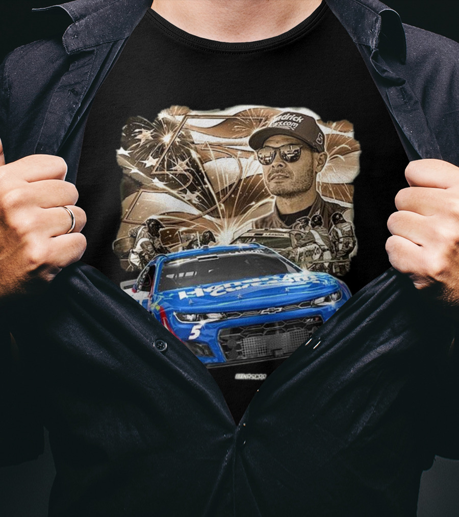 Hendrick Motorsports Kyle Larson Olive Military 2025 HendrickCars.com Car 5 Collection T-Shirt
