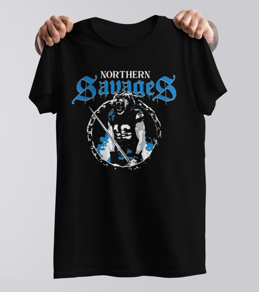 Northern Savages Dan Campbell Detroit Lions Defense T-Shirt