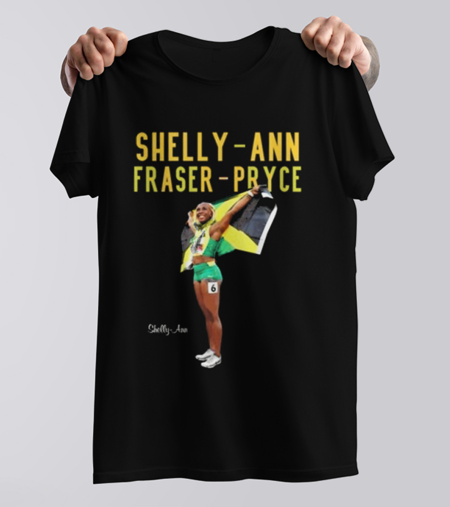 Shelly-Ann Fraser-Pryce Jamaican Flag Victory Pose T-Shirt