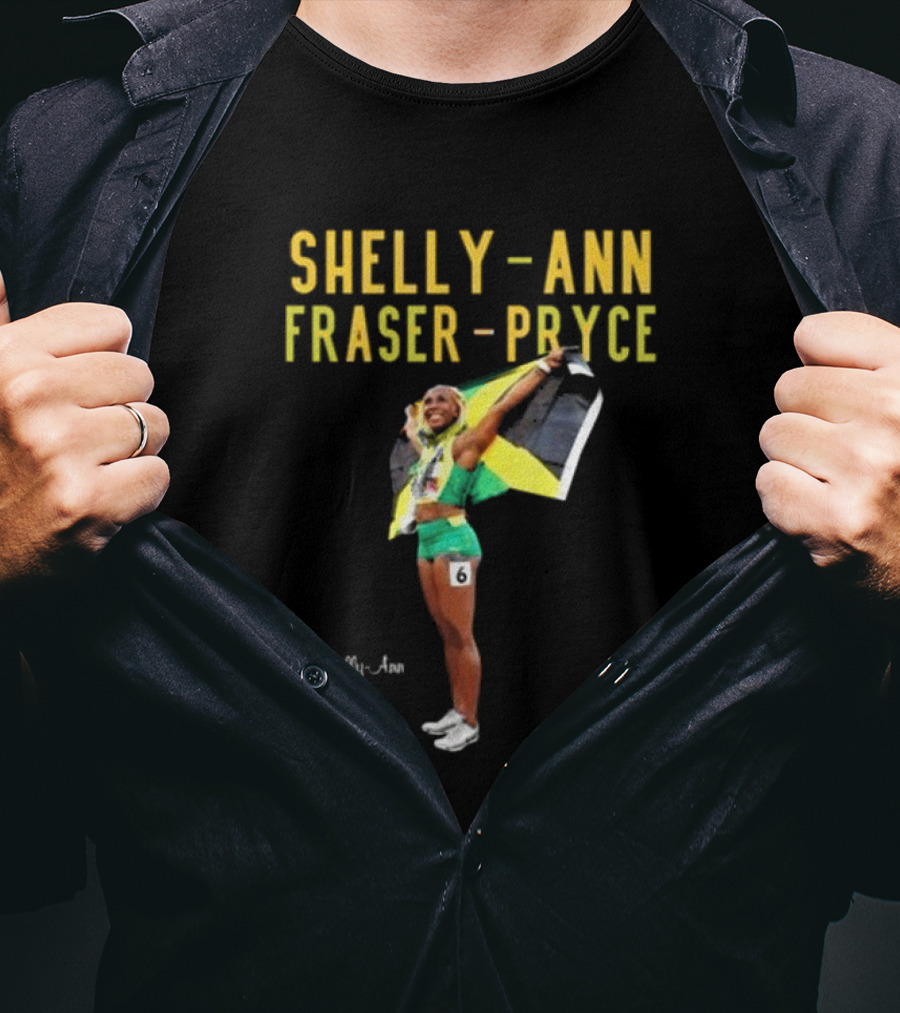 Shelly-Ann Fraser-Pryce Jamaican Flag Victory Pose T-Shirt