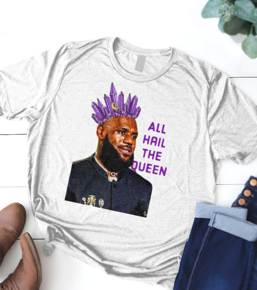 LeBron James All Hail The Queen Purple Crystal Crown T-Shirt