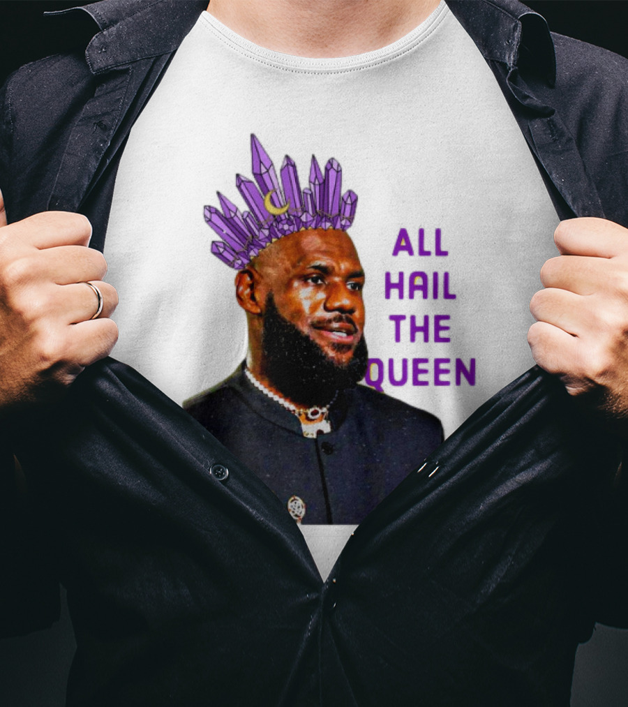 LeBron James All Hail The Queen Purple Crystal Crown T-Shirt