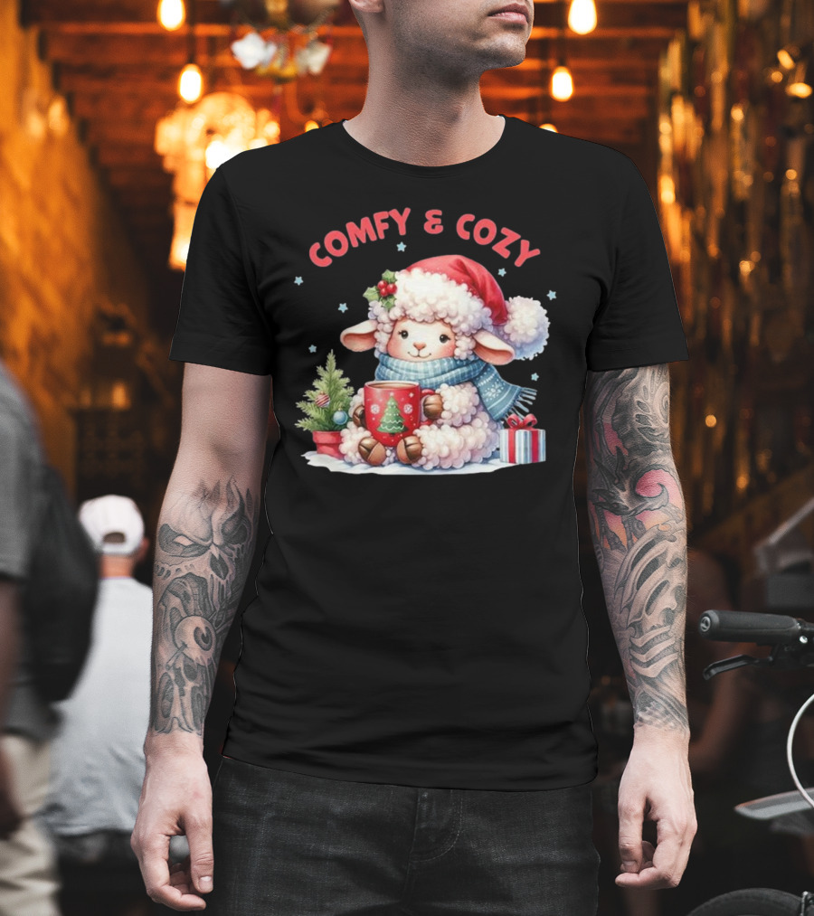Comfy And Cozy Sheep Christmas T-Shirt