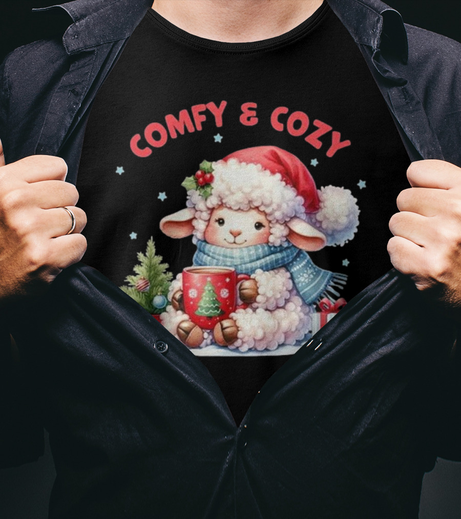 Comfy And Cozy Sheep Christmas T-Shirt