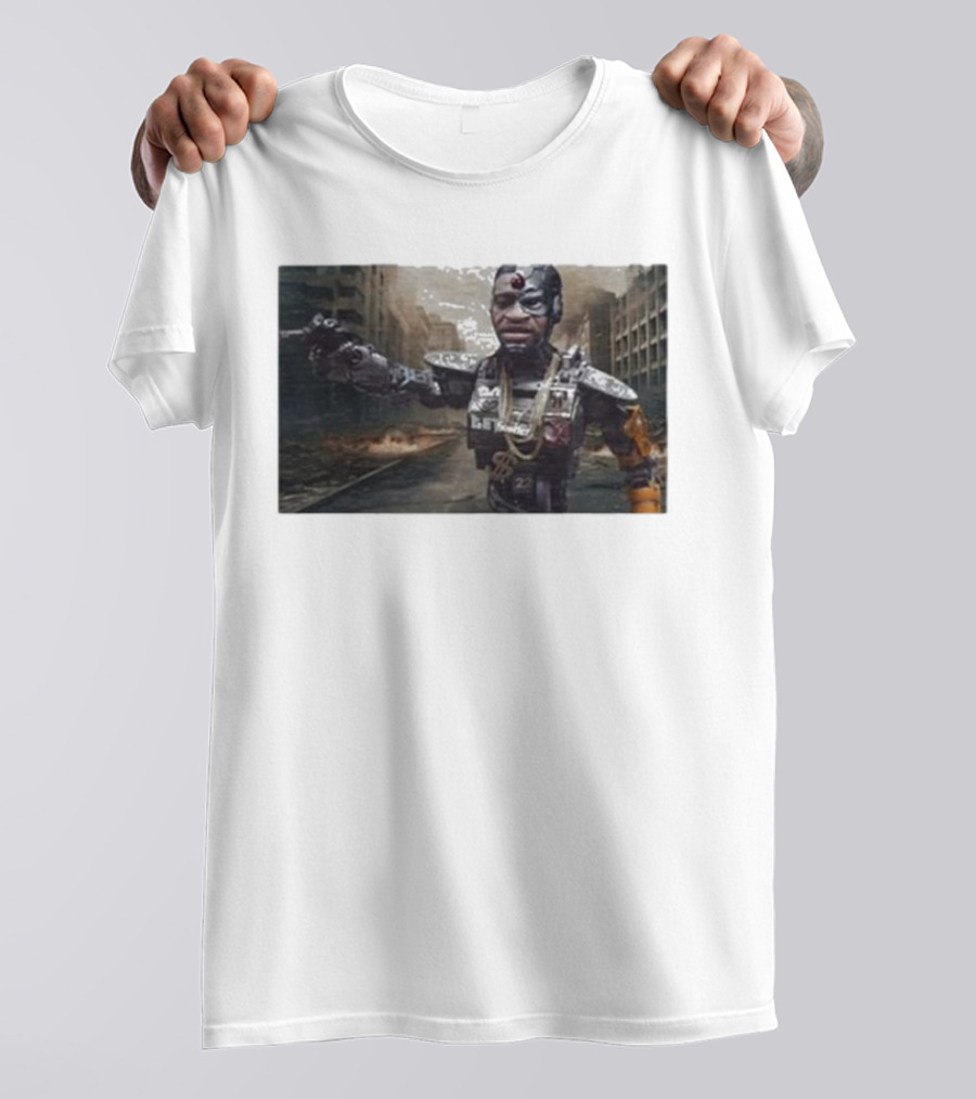 Errl Gangsta Droyd Robot Cyborg In Post-Apocalyptic City Scene T-Shirt