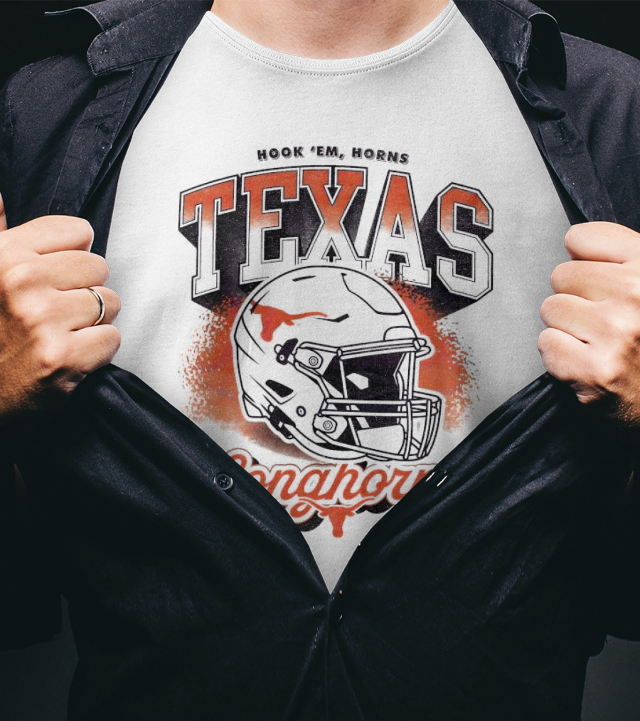 Hook Em Horns Texas Longhorns Football Helmet Texas Longhorns T-Shirt