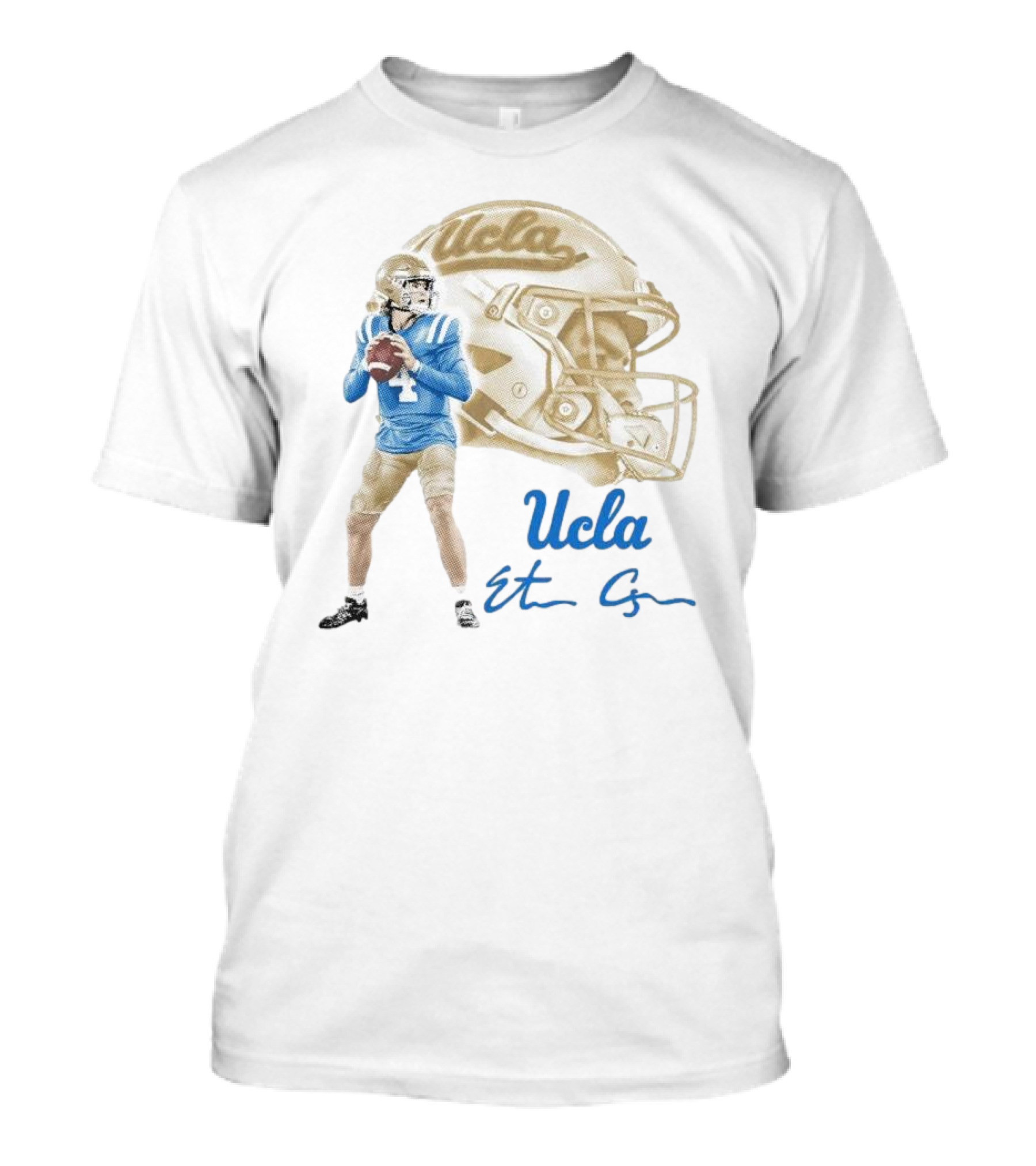 Ethan Garbers UCLA Football Quarterback Signature With Helmet T-Shirt
