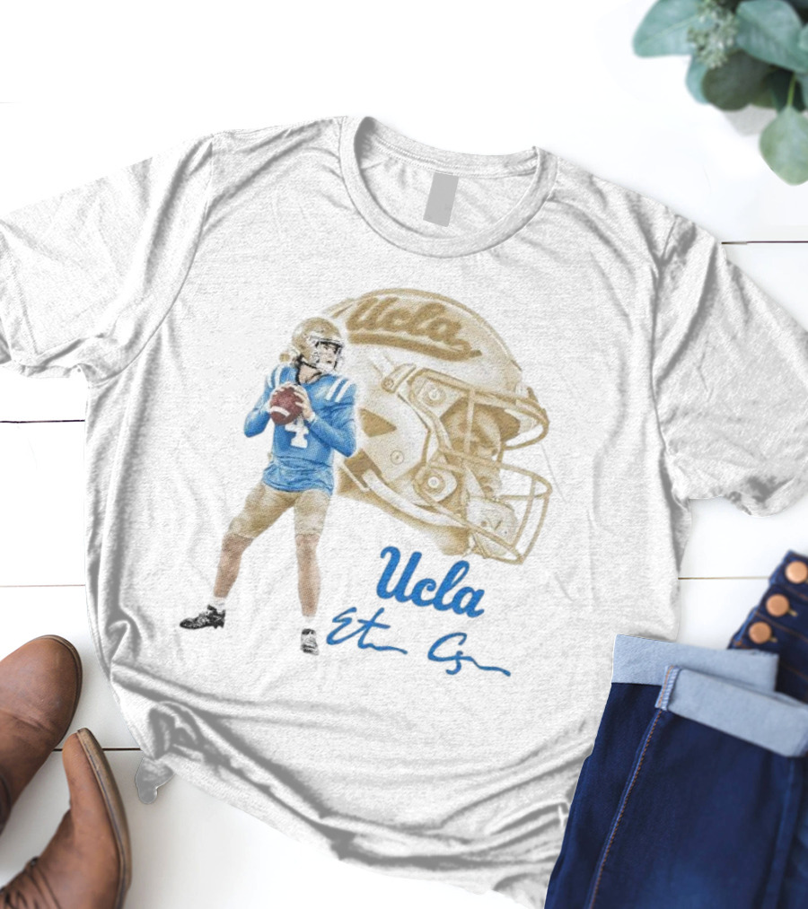 Ethan Garbers UCLA Football Quarterback Signature With Helmet T-Shirt