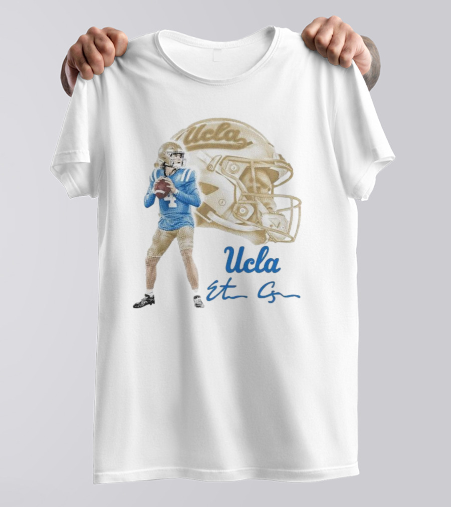 Ethan Garbers UCLA Football Quarterback Signature With Helmet T-Shirt