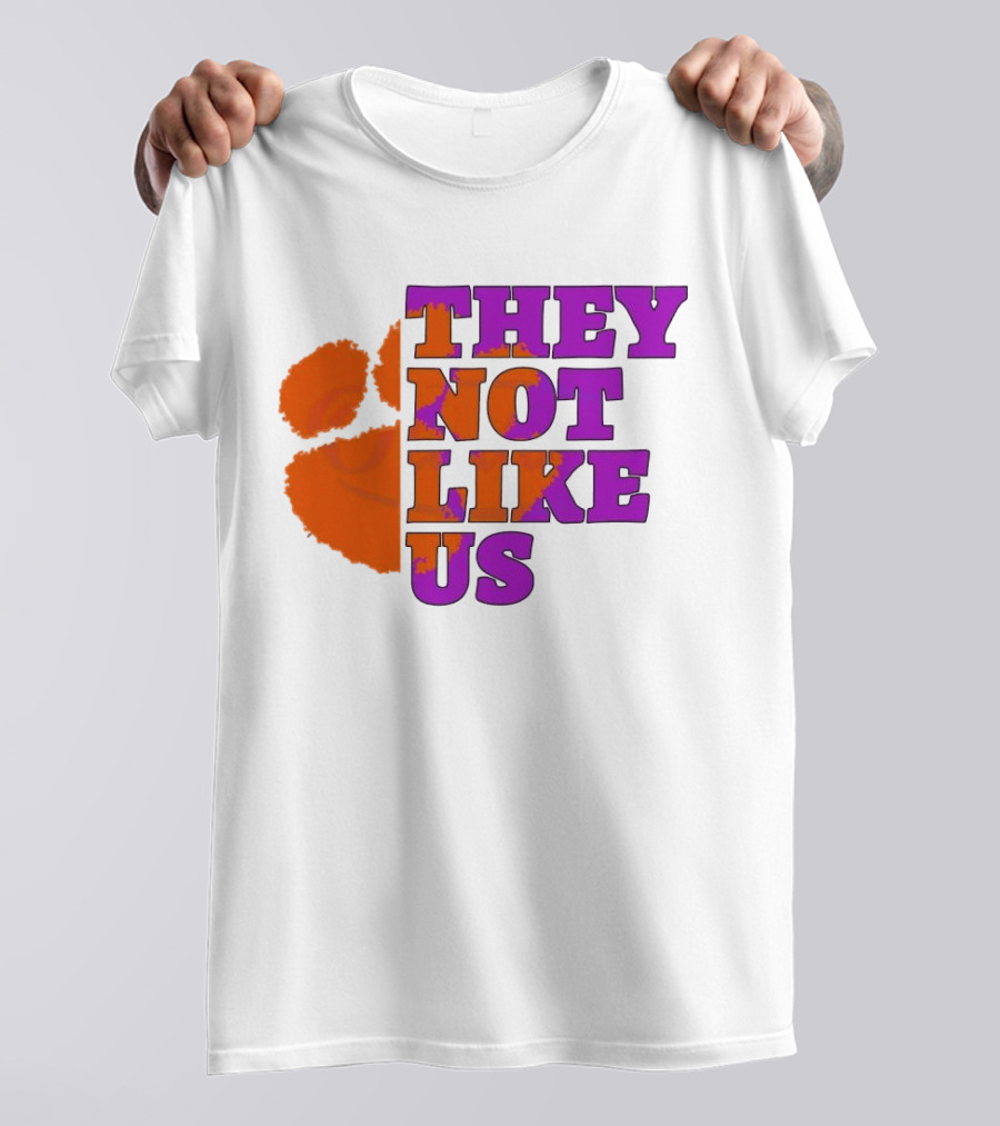 They Not Like Us Clemson Tigers College Football 2025 Orange Paw Prints T-Shirt
