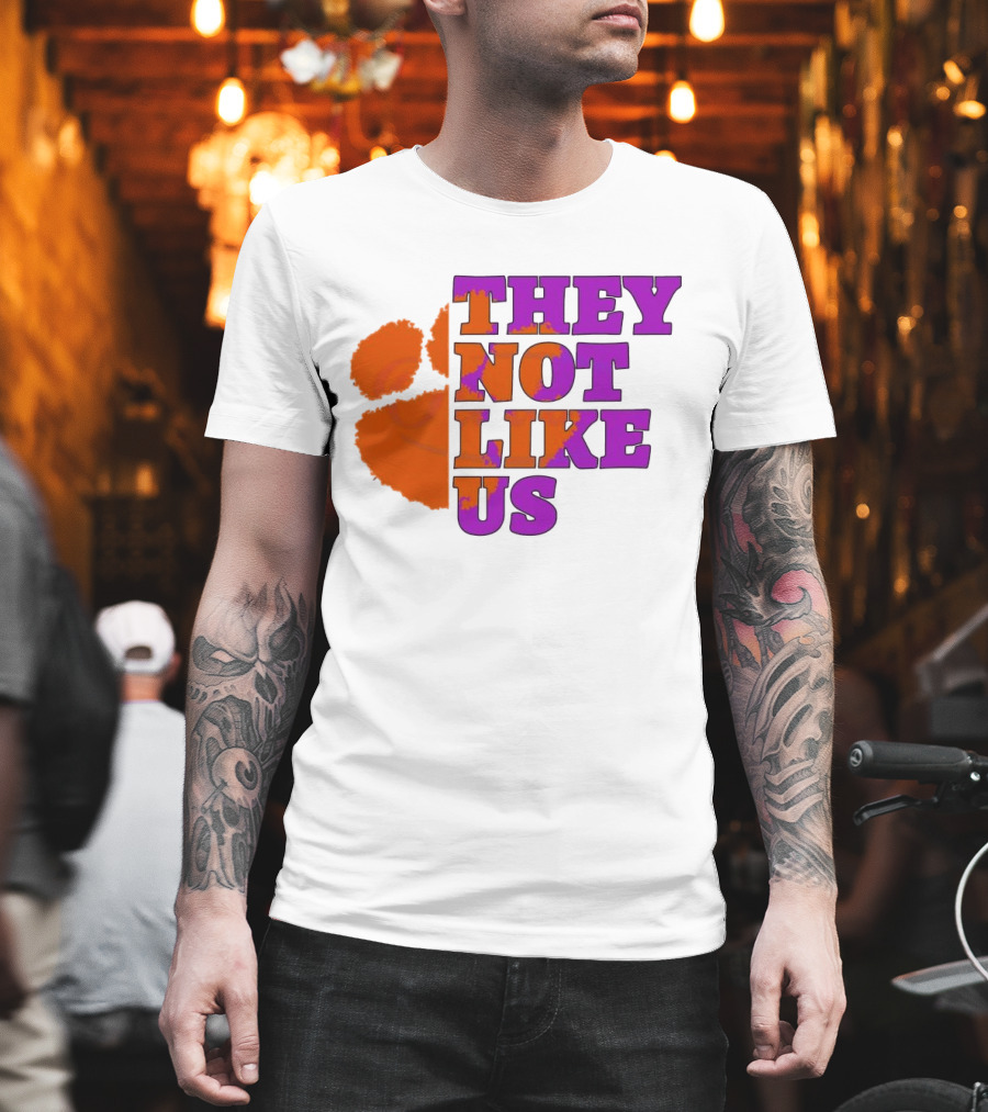 They Not Like Us Clemson Tigers College Football 2025 Orange Paw Prints T-Shirt