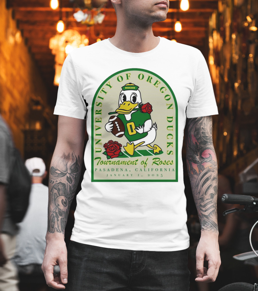 University Of Oregon Ducks Tournament Of Roses Pasadena California January 1 2025 Mascot Football Rose T-Shirt