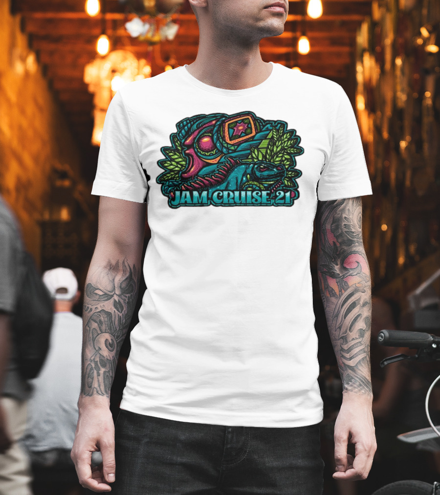 Jam Cruise 21 Jeff Wood 2025 Psychedelic Iguana And Space Elements T-Shirt