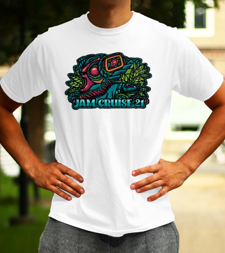 Jam Cruise 21 Jeff Wood 2025 Psychedelic Iguana And Space Elements T-Shirt