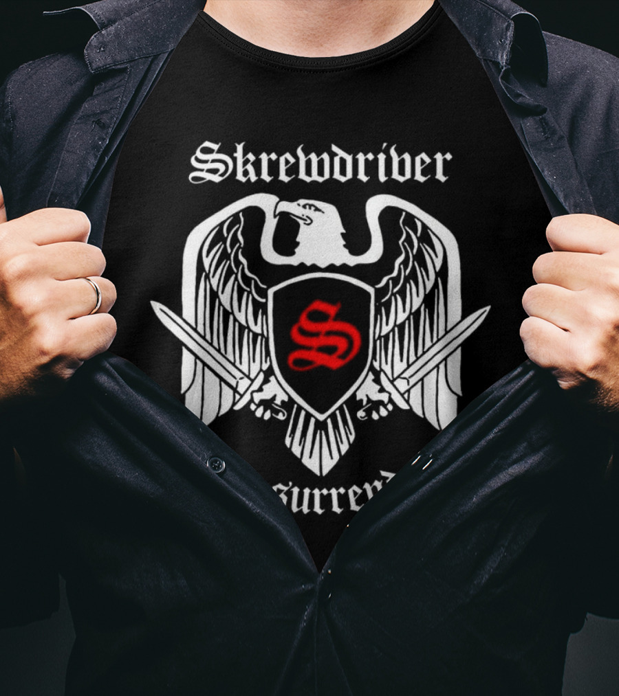 Skrewdriver No Surrender Eagle Shield Sword T-Shirt