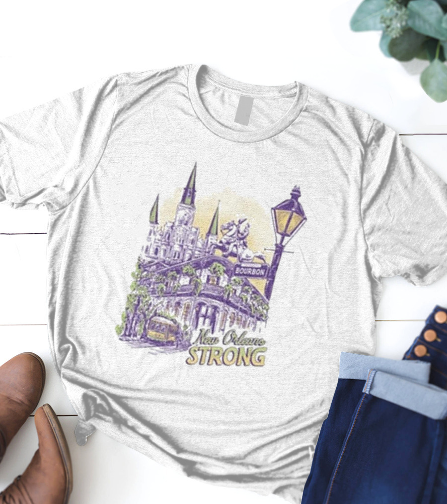 New Orleans Strong Bourbon Street Charity Iconography T-Shirt