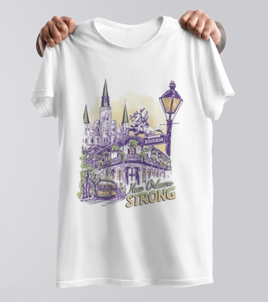 New Orleans Strong Bourbon Street Charity Iconography T-Shirt