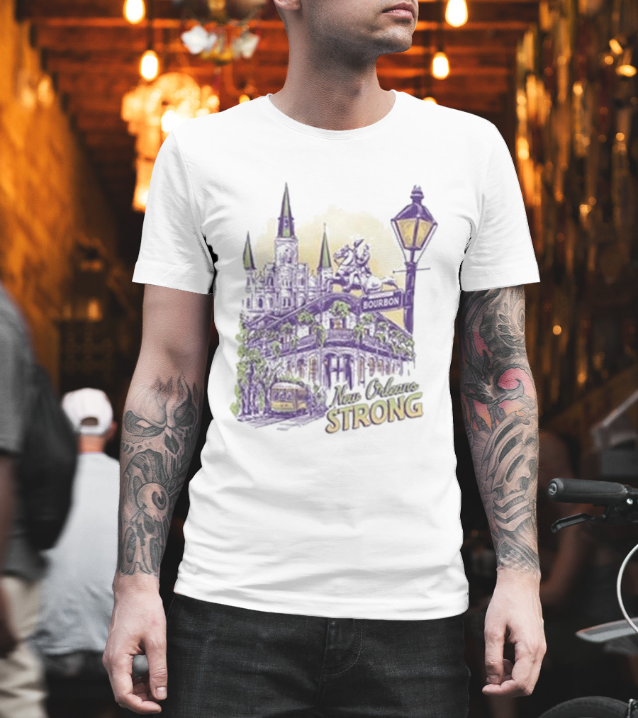 New Orleans Strong Bourbon Street Charity Iconography T-Shirt